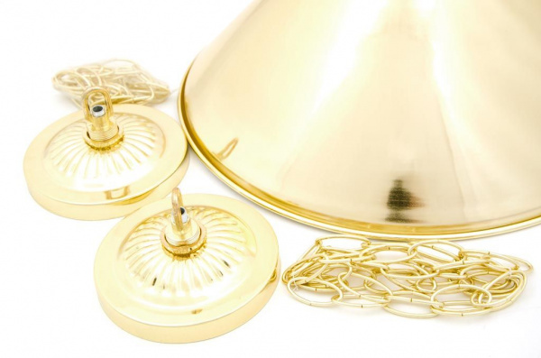 Бильярдный светильник Лайт, 2 плафона (плафон золотой, штанга золотистая)